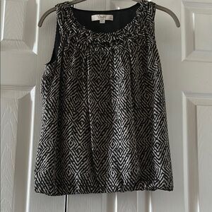 LOFT Black Sleeveless Ruched Blouse